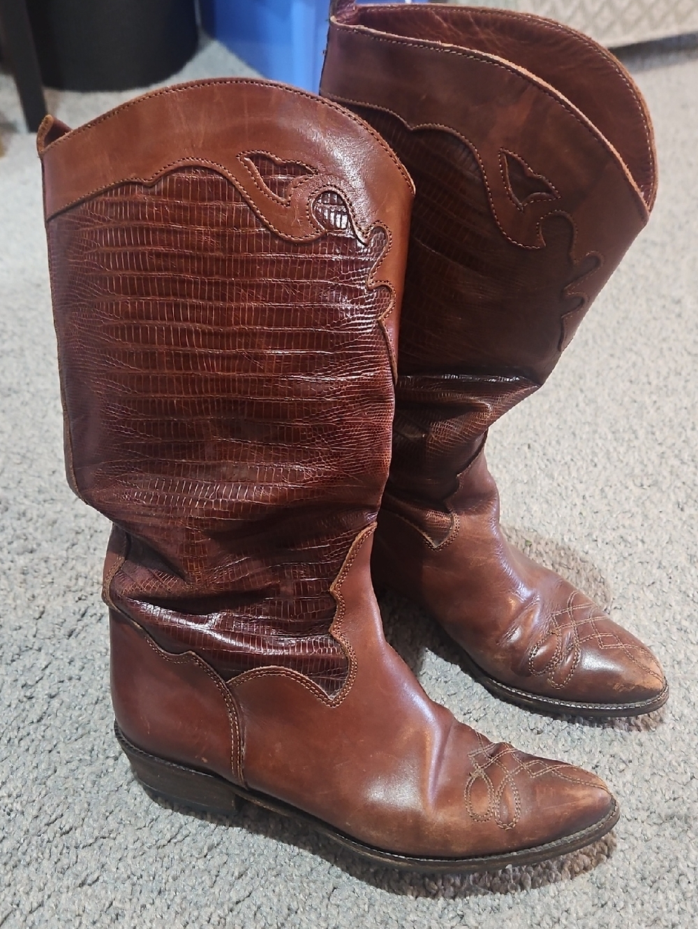 Joan And David Brown Leather Western Cowboy Boots Size 37.5